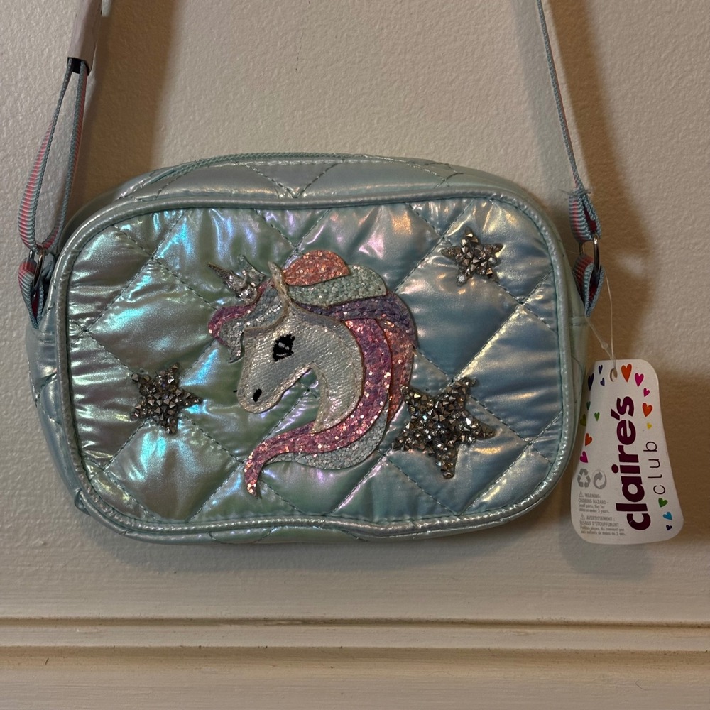 Claire's‎ Unicorn Crossbody Handbag NEW Girls Mint Green Adjustable Strap